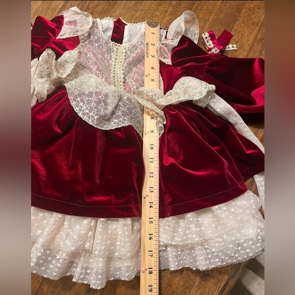 Velvet Lace Ball Gown Dress Toddler Girls 2T TuTu Bow Belt Holiday Traditional - Picture 11 of 14